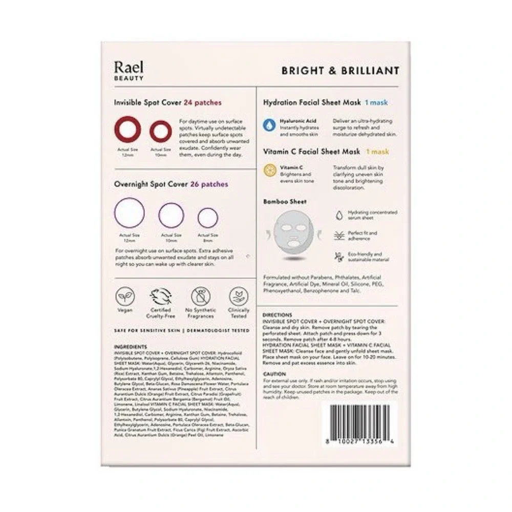 Rael Bright & Brilliant‎ Miracle Patch & Sheet Mask Set 52pc Each Box, Lot Of 2